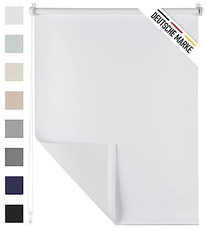 Blumtal Verdunklungsrollo 100 x 130-155 cm - Klemmfix Rollo ohne Bohren - Thermorollo - Fensterrollo Innen für Fenster und Türen - Klemmrollo - Fensterrollo Innen - Sichtschutz Rollo in Weiß