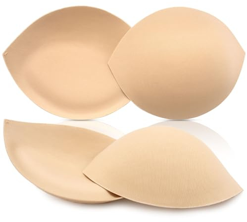 Bra Pads Inserts Breast Enhancers - 2 Pairs Push up Swimsuit Cups to Add Instant Volume | Removable Comfy Padding for AB Cup Size