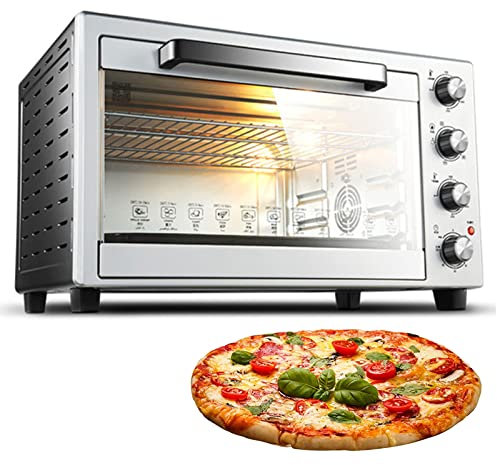 Horno de Pizza Eléctrico de 1800w Horno para Pizza con Cajón de Pizza Acero Inoxidable 350℃ Mini Horno de Sobremesa Eléctrica Horno del Pan Horno Grade Hornear para Restaurante