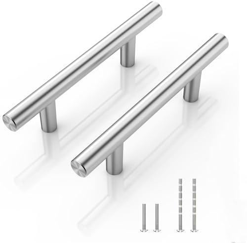 NISUOIEN 40 Pack Kitchen Cabinet Handles Drawer Pulls Brushed Nickel Stainless Steel, 5 Length (3 Hole Center) Kitchen Cabinet Hardware