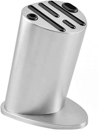 TSTSM Bloques de Cuchillos vacíos de Acero Inoxidable - con Ranura para Tijeras - Organizador Universal de Almacenamiento de Cuchillos sin Cuchillos - Orificio de Drenaje y fácil de Limpiar -6slot