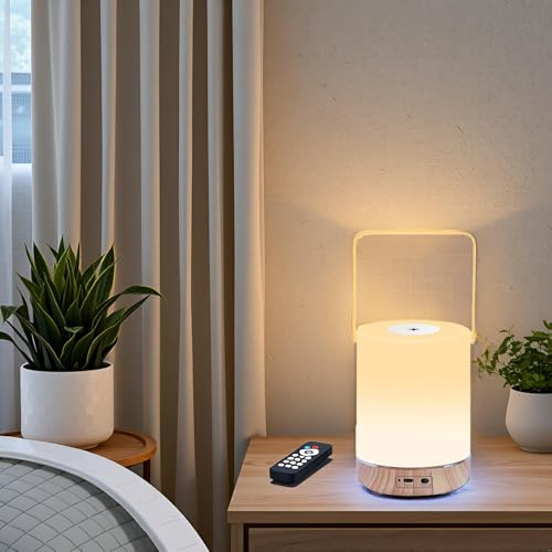 LETOUR Tischlampe Berührungsempfindlich LED Nachtlicht mit Fernbedienung & Timer RGB 13 Farben Stimmungslicht Wiederaufladbare Nachtlampe für Kinderzimmer Schlafzimmer Ideale Geschenke