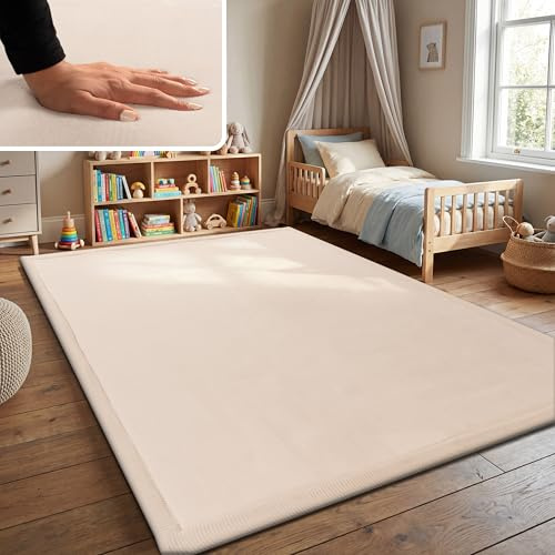 Paco Home Teppich Kinderzimmer Kinderteppich Baby Spielteppich Krabbeldecke Krabbelmatte Weich rutschfest Jungen Mädchen Deko, Grösse:160x220 cm, Farbe:Creme
