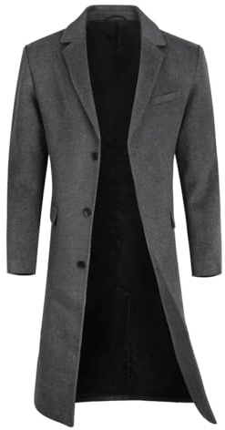 YOUTHUP Cappotto Uomo Lana Lungo Slim Invernale Casual per Lavoro | Taglio aderente elegante, tessuto lana caldo, adatto per ufficio e uscite quotidiane