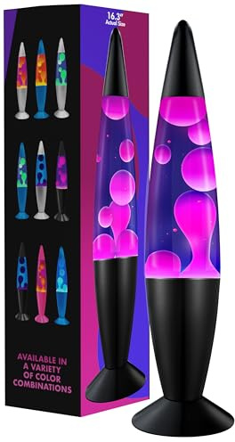 Jambo 16 Beautiful Lamp- Purple with White/Pink Wax, Relaxing Liquid Lamp for Living Room Office Bedroom Adults Teens Kids, Magma Light, Night Light Nightlight, Home Decor