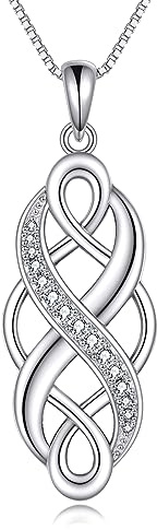 YFN Celtic Knot Halskette Erstellt Opal Anhänger Sterling Silber Infinity Love Schmuck (Celtic Necklace with White Cz)