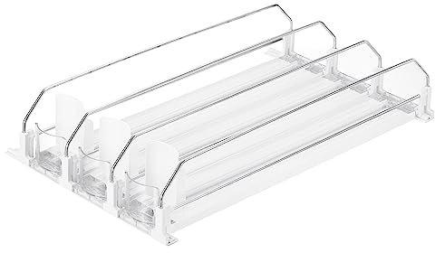 sourcing map 3uds Bebida Organizador para Refrigerador, Autoempuje Soda Lata Organizador Ancho Ajustable Bebida Dispensador Bebidas Empujador para Frigorífico Despensa, Blanco