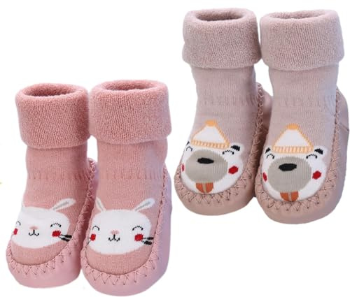 2 pares de zapatos de cabaña para niños recién nacidos calcetines de invierno para niñas antideslizantes zapatos para niños cálidos zapatos de aprendizaje suela suave zapatos de gateo calcetines de