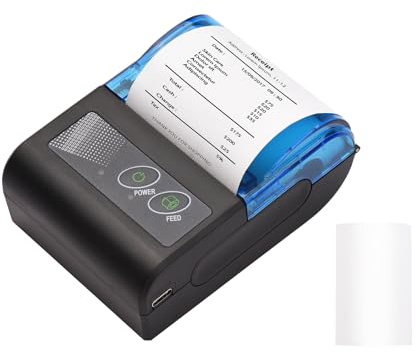 Sunydog Thermodrucker, Mini-Thermobondrucker, Tragbarer USB Rechnungsdrucker Ticketdrucker mit 58-mm-Papierrolle, Kompatibel mit Android und, für Einzelhandel und Gastronomie