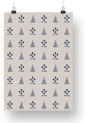 Geschenkpapier personalisiert mit Namen oder Logo, 3 Rollen, Baum Blau | Individuell bedruckte Geschenkverpackung, 80 x 120 cm je Rolle – für Geburtstag, Einschulung, Weihnachten und Firmen