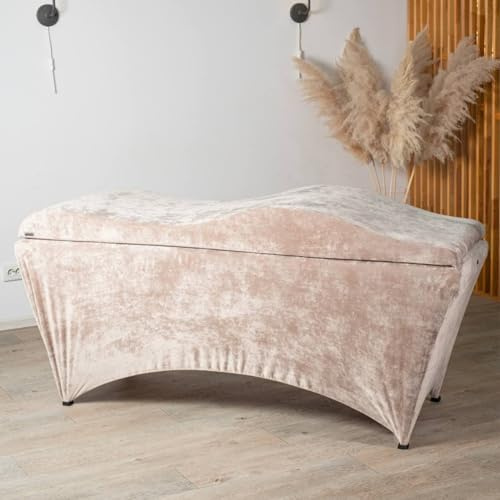 Untitled Wave Matratze und Liegebezug Set mit Memory Foam 190x70 cm für Kosmetikliege, Massageliege, mit Bezug aus Velours - Beige