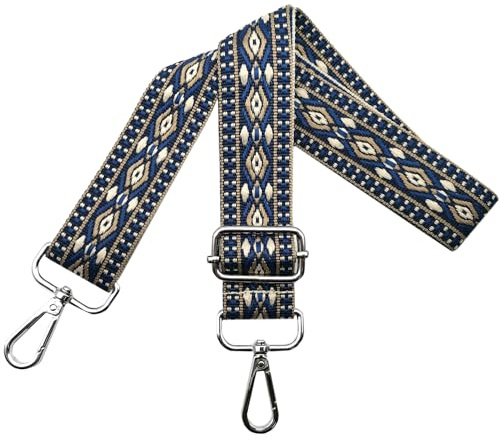 Verstellbarer Schultergurt für Taschen Damen Tragegurt, Taschengurte zum Wechseln, Taschengurt Breit 3.8cm mit Silber Karabiner, Schulterriemen für Schultertasche Handtaschen, Blau, N8