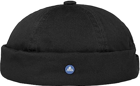 HAMMABURG Cotton Twill Dockermütze Einfarbige Skullcap Robuste Verarbeitung Damen Herren Saisonübergreifend schwarz L (58-59 cm)