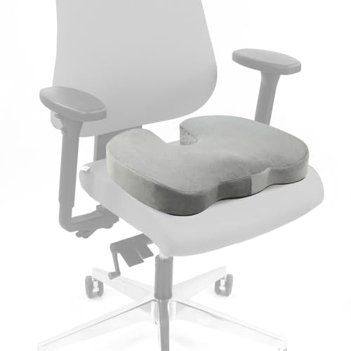 hjh OFFICE Orthopädisches Sitzkissen MEDISIT VIII kühlend & atmungsaktiv, Ergonomisches Stuhlkissen, Schaumstoff/Gel Polsterung, Samt Grau