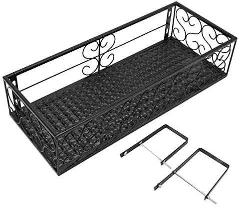 Support de Fleurs de Balcon, Jardinières Suspendues, Support de Pot de Fleur Suspendu, Support de Fleurs de Balcon, Support de Pot de Fleur Suspendu, Clôture en Fer Forgé, Rebord de Fenêtre(L)