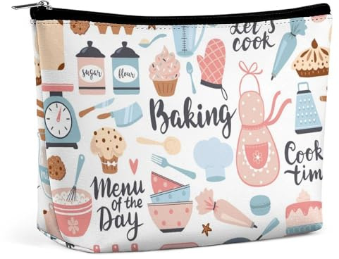 Trousse de maquillage, sacs cosmétiques personnalisés pour femmes, Petits ustensiles de cuisine, 7.3cm L x 15cm W x 5.9cm H, Trousse de toilette