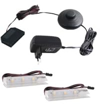 ledomec LED Glasbodenbeleuchtungs Set Mit 1-6 Clips (neutralweiß 4000K, 2er komplettset mit Fußdruckschalter)