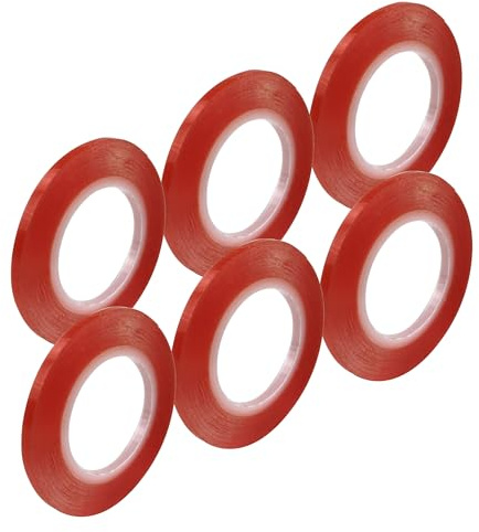 Craft Perfect Ruban adhésif double face Redline - 3 mm x 5 m - Haute adhérence - Lot de 6
