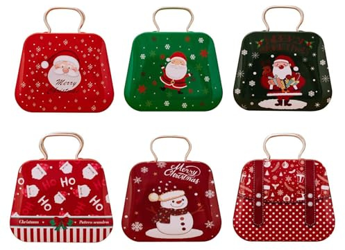 Scatole di prelibatezze di Natale,Scatola di latta di Natale | Scatole di biscotti Scatole di Natale Contenitori | Scatola di latta 6 pezzi, contenitore per biscotti, contenitore per alimenti, scatole