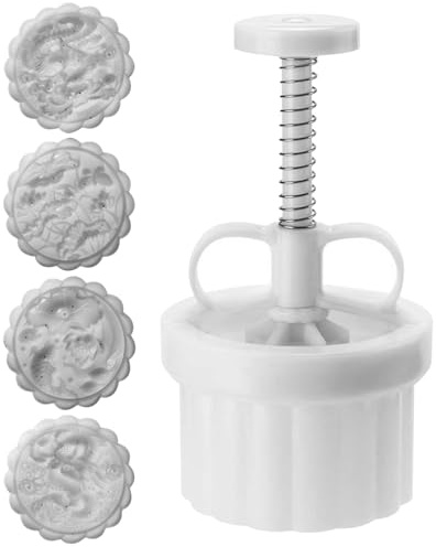 Mooncake Mould with 4PCS Large 150g Stamps Thickness Adjustable Moon Cake Mold Hand Press Cookie Press for Mooncake Making for Autumn Festival Decoration Gift