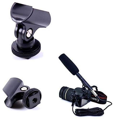 VICASKY Mikrofonklemme Schwarz 5 Stück mit Blitzschuh und Schraubdesign aus Kunststoff Winkelverstellbar Passend für Dslr Kameramikrofone bei Mikrofoninterviews