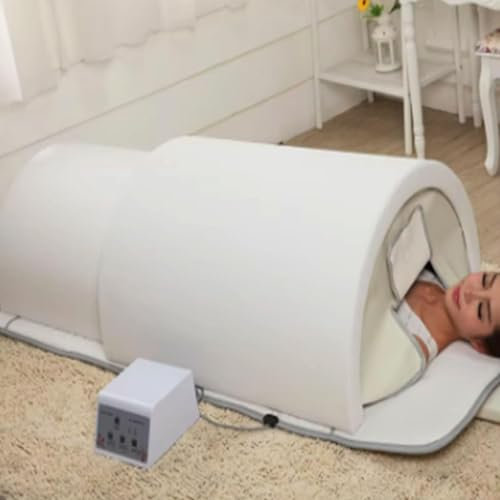 DDZJTPP Far Infrared Tourmaline Sauna Dome with Heated Mat, Indoor Sauna Pod, Extra Large Professional Sauna with Infrared Mat with Tourmaline and Germanium Stones,White
