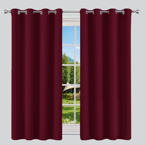 LIUNADM Verdunklungsvorhänge mit Ösen 200 x 160 cm Kälteschutz Winter Isolierend Kälteschutz Türvorhang Blickdicht Ohne Bohren Energieeinsparung für Schlafzimmer Wohnzimmer, Weinrot