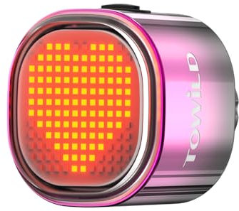 towild TL08 Luz Trasera de Bicicleta con Función de Bricolaje de Expresión,Luz Bici Trasera de Sincronización de Freno Sentido ON/Off Luces Bicicleta Trasera de Carga USB-C,30HR Tiempo de Autonomía