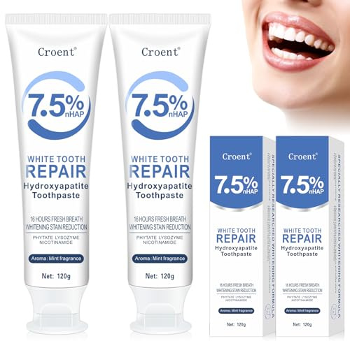 2PCS Hydroxylapatit Zahnpasta,Zahnpastas hydroxylapatits,Fleckenentfernung | Whitening Zahnpasta,Hydroxyapatite Zahncreme, Tiefenreinigungs-Pflegezahnpasta,Ganzheitlicher Schutz für Zähnen