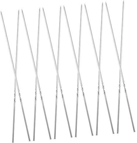 50 Brochetas de Acero Inoxidable para Asar al Aire Resistentes de Metal con Puntas Planas.