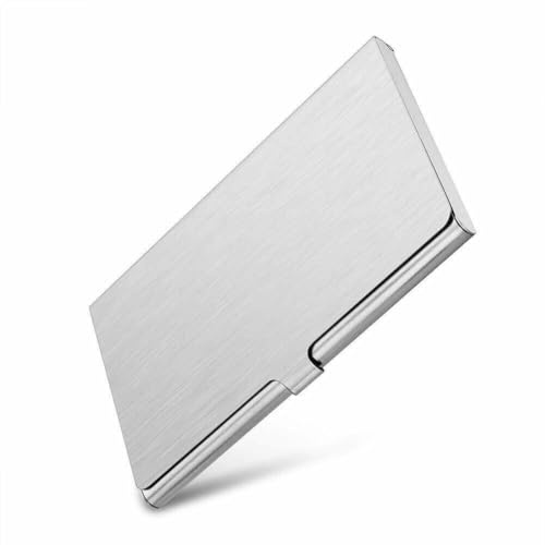 EppoBrand Schlanke Metall-Schutzhülle für Visitenkarten aus silberfarbenem Aluminium