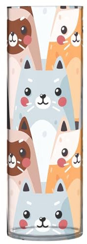 Jarrón cilíndrico con diseño de gatos coloridos, floreros grandes de otoño, floreros de plástico personalizados, decoración moderna de mesa, 11.8 x 3.9 pulgadas