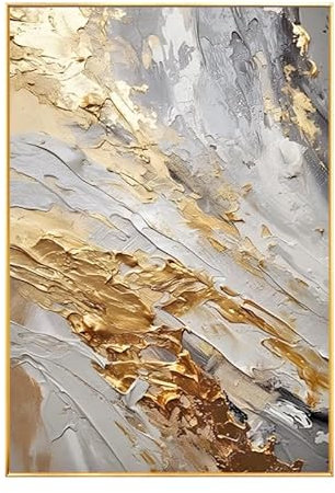 Oljemålningar på kanvas for vardagsrum, modern abstrakt grå tjock textur minimalistisk handmålad konstverk stor oramad väggkonst for sovrum kontor heminredning 100x150 cm (40x60 tum)(60X90cm(24X48inch