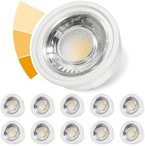 Allesgute 10 Stück LED Modul Dimmbar 6W Warmweiß 3000K für Einbaustrahler Einbauleuchte Rahmen, LED Modul 230V Flach 30mm Ersetzt GU10 MR16 Leuchtmittel, 38° Abstrahlwinkel