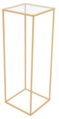 1 Stück Hochzeit Blumenständer mit Acrylplatte 80cm-Hoch Gold Eisen-Hochzeitsdekoration 28cm-Breit für Tische Blumenstrauß Vase Säulen Blumenvase Rechteckig Bodenvase für Hochzeit Party