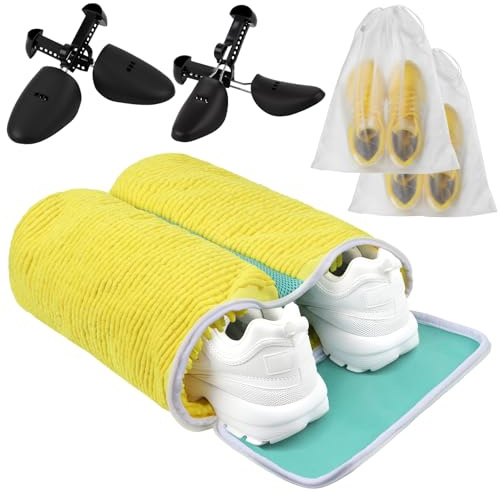 Dengthrive Groß 2in1 Schuhwaschbeutel Waschmaschine: Schuhe Waschen Beutel mit 2 Verstellbare Schuhspanner 2 Staubdicht Schuhsack Sneaker Waschbeutel Waschmaschine Reißverschluss Verriegeln 40x33x20cm