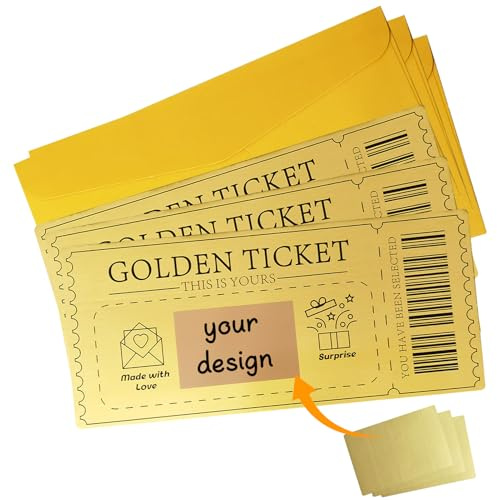 Aihoom 3PCS Golden Scratch-off Ticket Cards with Envelopes – Personalised Surprise Scratch & Reveal Gift for Birthday, Christmas, Valentine’s Day, Holiday – DIY Greeting Card Set for Him & Her (3PCS)