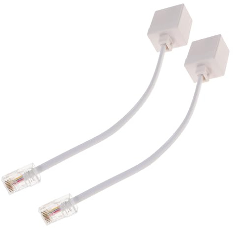 TEHAUX 2 pezzi Adattatore Connettore Cavo Rete Ethernet per Telefono Analogico Collegamento Stabile e Trasmissione Efficiente per Apparecchi Telefonici e Fax