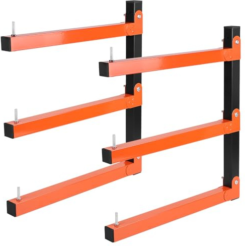 LALAGO 2 Piezas Soporte de Pared para Llantas con Capacidad de Carga Hasta 150 kg,Soporte Plegable para Garaje Bicicletas con 3 Niveles con Tacos Antideslizantes,Estantería de Madera para Leña Naranja