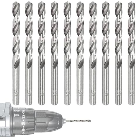 Kustimantu Pequeños Taladros,Herramientas de Carpintería Ángulo de 135 Grados Sin Revestimiento - Conjunto de 10 Brocas Helicoidales Pequeños | Para Aluminio Cobre Hierro Muebles Electrodomésticos