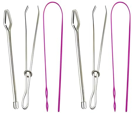 XENQITO 6 Pcs Enfile-Aiguilles Cordon, Enfileur Cordon, Aiguille Passe Cordon, Aiguille Auxiliaire Tricot, Pince à Fileter Enfiler, Pratiques Couture Enfile-Bande Élastique, pour DIY Cordon