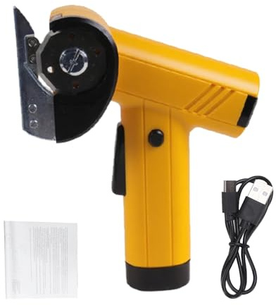 Fafeicy Coupe-tissu électrique Tondeuse à Cuir Efficace Coupe-couteau Rond sans Fil Machine de Découpe de Papier Rechargeable à 4 Vitesses pour L'artisanat et la Couture (YELLOW)