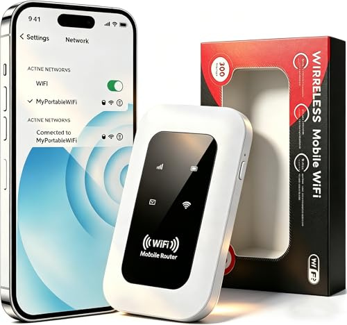Router WiFi 4G Portátil Ultraligero – Batería 3000mAh hasta 16h, Módem SIM Libre Compatible con Todos los Operadores y 28 Dispositivos, Alta Velocidad 4G, Seguridad WPA2 para Viaje y Teletrabajo.