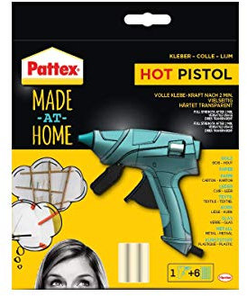 PATTEX Made At Home Pistolet à Colle Thermofusible, pistolet pour collage à chaud avec alimentation mécanique. Contient 6 recharges de colles