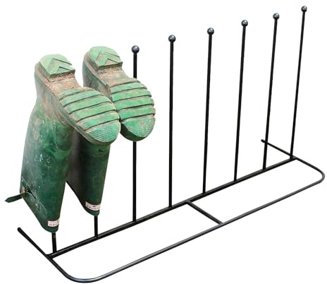 Neo Steel Black Powder Coated Boot Rack Wellie Welly Holder Stand Storage (4 Pair)