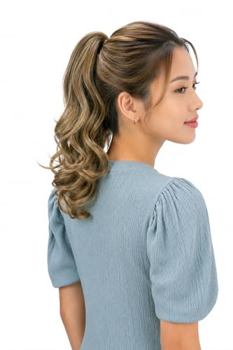 CAISHA 35cm Haarteil Zopf Extension Butterflyclip Braun Blond Mix H125