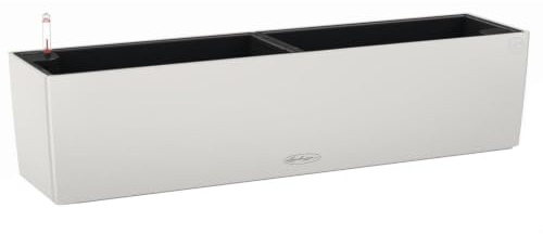 Lechuza BALCONERA Color Self Watering 80cm Window Box Planter, Light Grey | 1 pack, H19 L80 W19 cm, Large Size, Indoor, Outdoor, Drainage Hole, Quality Plastic, Frost-Resistant, Water Level Indicator
