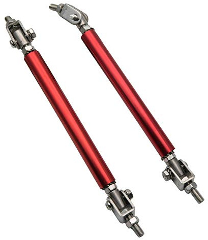 Splitter Rod,HugeAuto RED ADJUSTABLE 100mm FRONT BUMPER LIP Strut Rods BAR SUPPORT STAINLESS - RED