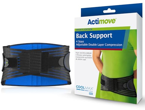 Actimove - Sports Edition Rückenbandage für den unteren Rücken, zur Schmerzlinderung und Unterstützung, latex- und Neoprenfrei, Größe M