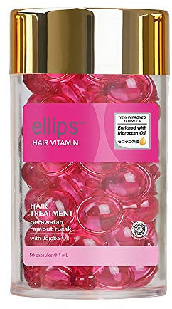 Ellips Hair Growth Support 50 Capsules - with Argan, Macadamia, Avocado Oils & Vitamins A, C, E, B5 - Premium Hair Oil Conditioner (Pink)